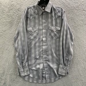 KARMAN Western Shirt Mens Size Large Button Up Gray*